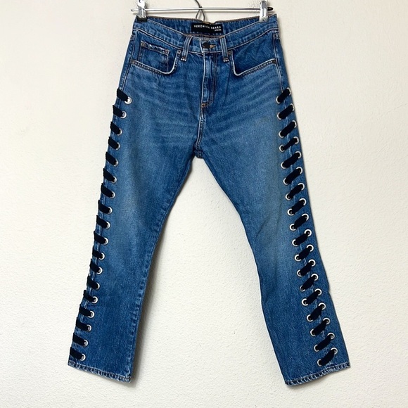 VERONICA BEARD INES GIRLFRIEND LACE-UP SIDE JEANS - Picture 3 of 10